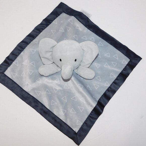 Child of Mine Carters Elephant Rattle Blue Gray Triangle Security Blanket - Picture 3 of 7